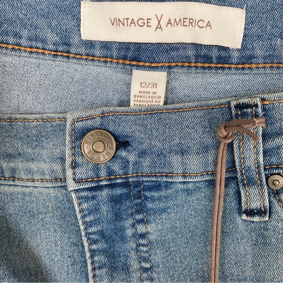 NWT Vintage America Women’s Jeans size 12 Light Wash High-Rise Wide Leg - Picture 4 of 7